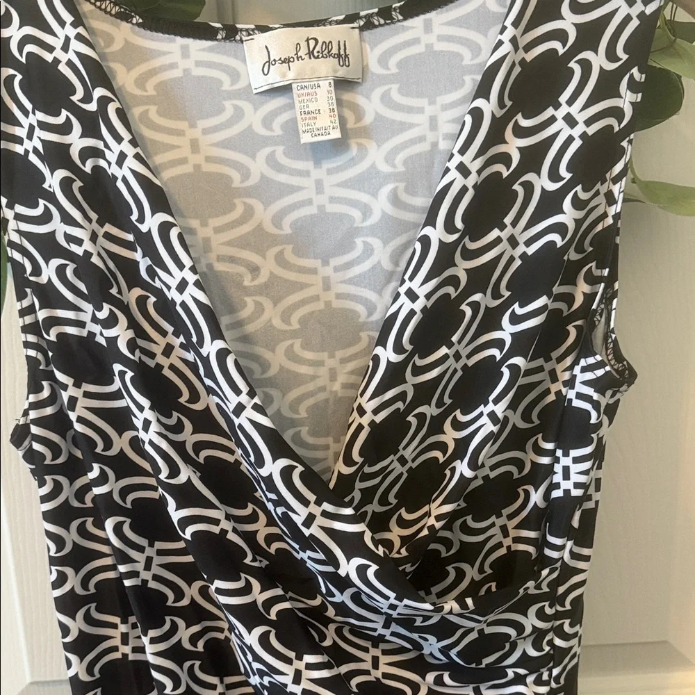 Joseph Ribkoff Black and White Chain Print Midi Dress sz8 - Picture 3 of 6